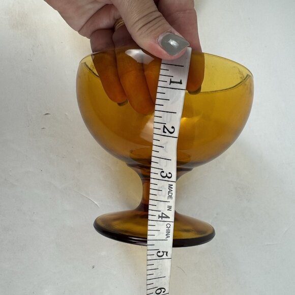 Indiana Glass Amber Vintage 60s Retro Beaded Edge Compote Lid Covered Candy Dish - Picture 10 of 11